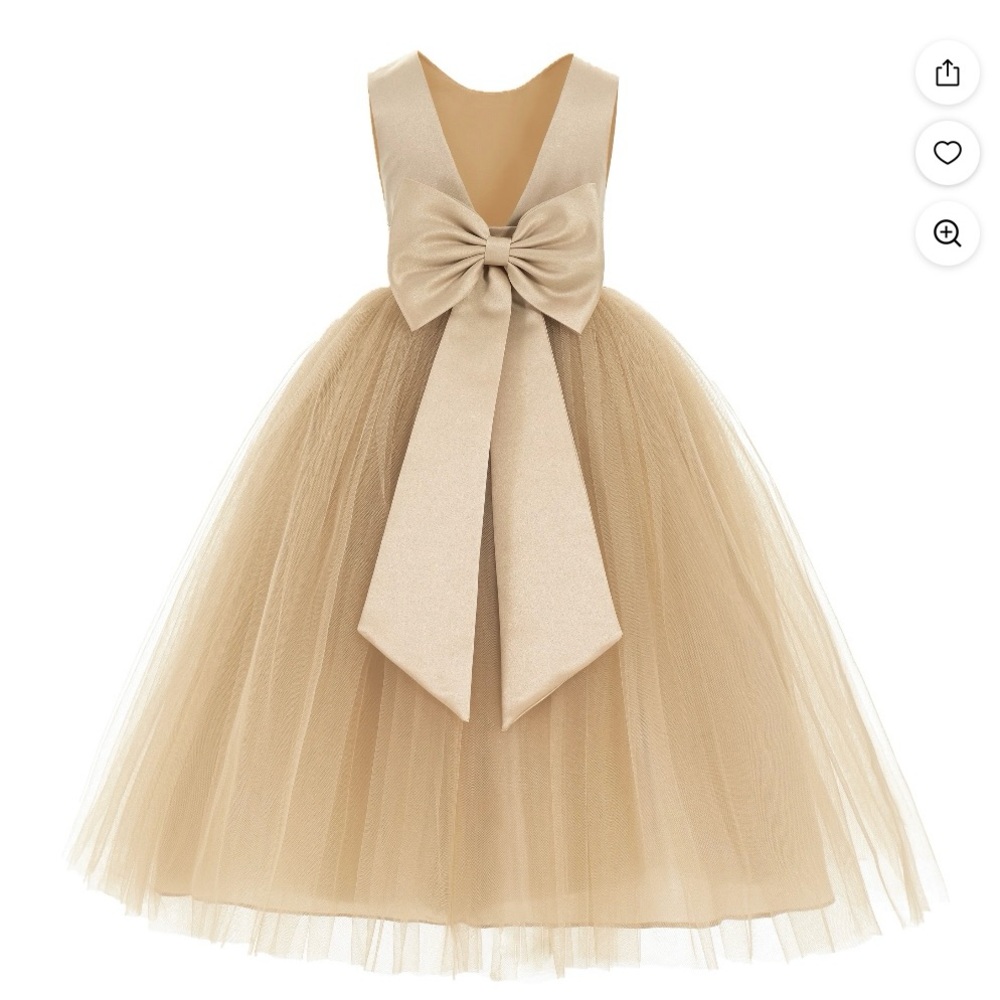 Elegant Champagne Tulle Dress with Bow NWOT